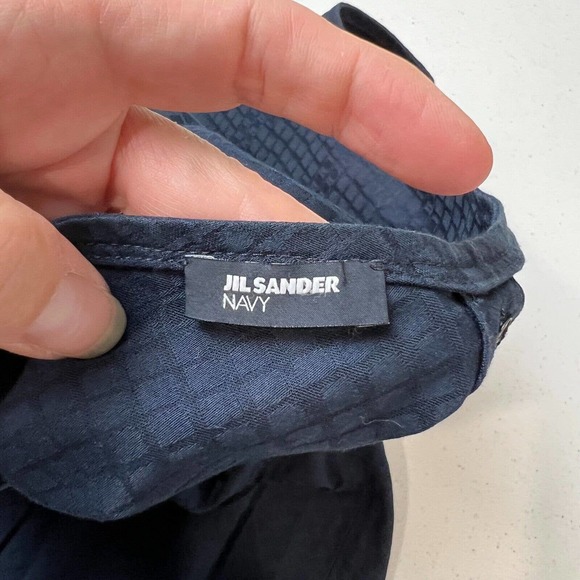 Jil Sander Women Wrap Dress 38 Navy Blue Short Sleeve Knee Length Preppy Capsule - Picture 6 of 12